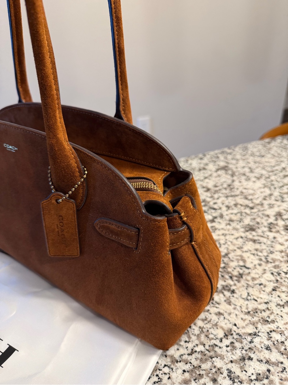 Coach Suede Shoulder Bag in Chestnut - Picture 3 of 5
